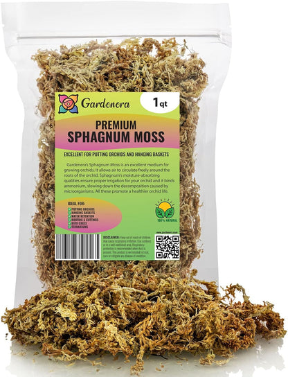 Premium New Zealand Sphagnum Moss by Gardenera - Organic Hand Mixed Long Fibered Sphagnum Moss Orchid - 1 Quart