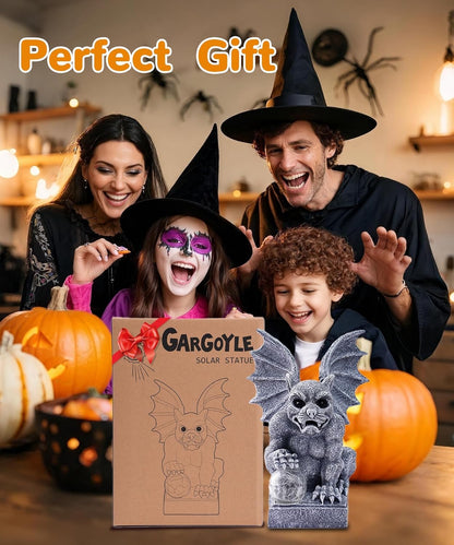 Gargoyle Statue for Garden Decor: Gothic Outdoor Dragon Figurines Sculpture with Ball for Lawn Patio Yard Balcony - Best Gifts for Mom Grandma Women