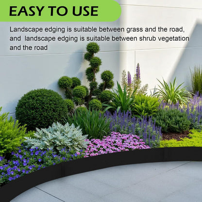 12Pack Landscape Edging Kit, 40" L x 8" H (40ft Total) Galvanized Steel Landscape Lawn Edging Powder for Lawn Yard, Coated Bendable Metal Strips, No-Dig Hammer-in Edging Border w/13Clips