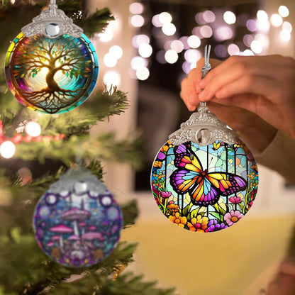 Butterfly Stained Glass Suncatcher, Christmas Tree Ornament, Holiday Decor, Gifts for Butterfly Lovers