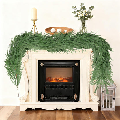 5FT Bendable Christmas Garlands Norfolk Pine Garland Real Touch, Artificial Greenery Garland for Fireplace, Mantle, Table, Stairs, Indoor Outdoor Christmas Decoration(1PCS)