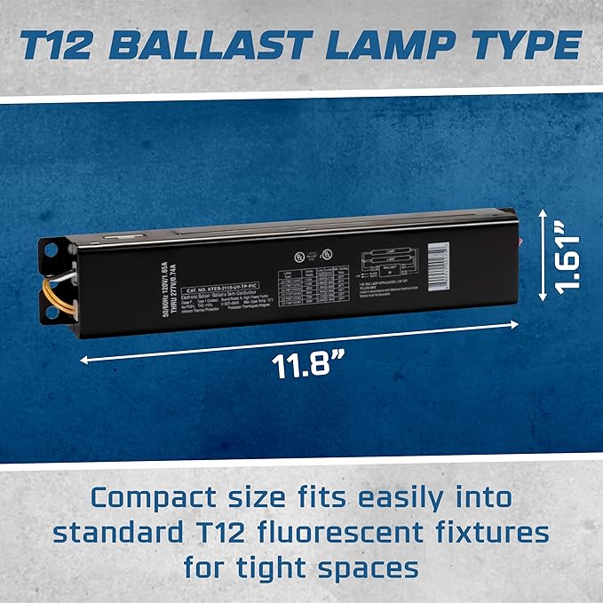 OHLECTRIC Replacement for Keystone KTEB-2110-UV-TP-PIC 2 Lamp T12 Electronic Fluorescent Ballast | 120-277V Input with Instant Start Operation | 0.85 Ballast Factor, UL-Approved