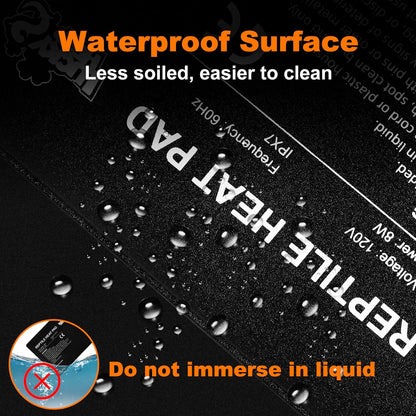 LUCKY HERP Reptile Heat Pad 6x8 Inch 8W Under Tank Terrarium Heating Mat, Reptile Heat Mat, Reptile Heating Pad for Turtle, Lizard, Hermit Crab, Frog, Snake