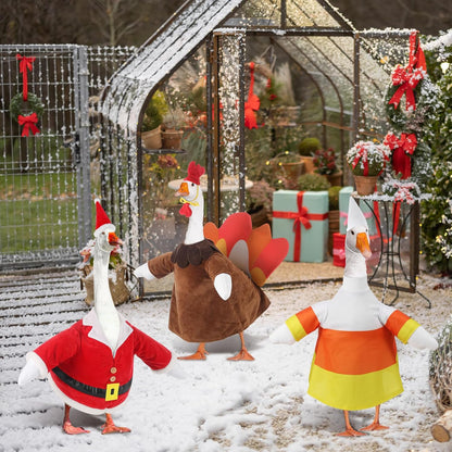3 Set Halloween Goose Outfit Fall Christmas Lawn Porch Goose Cloth Costume Thanksgiving Xmas Outdoor Patio Yard for 23'' Lawn Gooses Outdoor Decoration