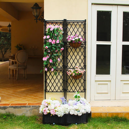 Planter with Trellis - Raised Garden Bed with Trellis 70.9" H x 31.5" L x 15.7" W, Privacy Screen Planter Box with Drainage Hole, Outdoor Raised Garden Bed for Climbing Plants Metal+PE Coated