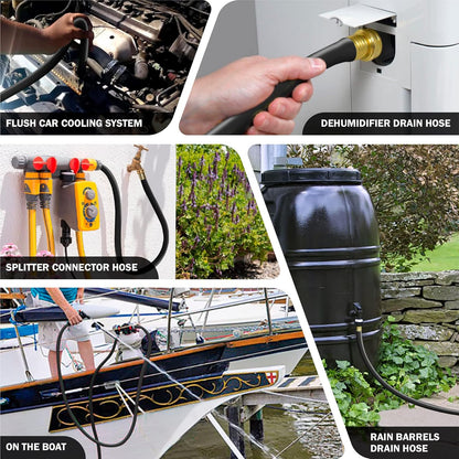 Worth Long Leader Black Garden Hose 5/8 in. x 50 ft. -Brass Aluminum Ends for Household & Yard Use -Medium Duty Durable Flexible Lightweight Water Pipe -Kink Free, No Leaking, Male/Female Fittings