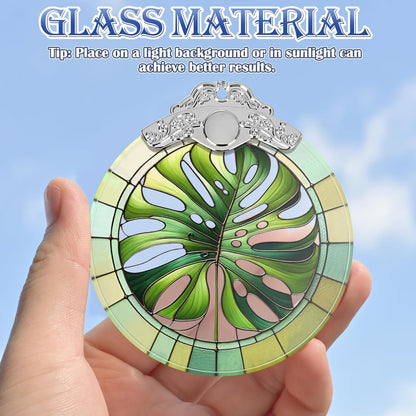 Monstera Leaf Stained Glass Ornament - Christmas Tree Decorations, Holiday Presents, Gift Exchange Ideas