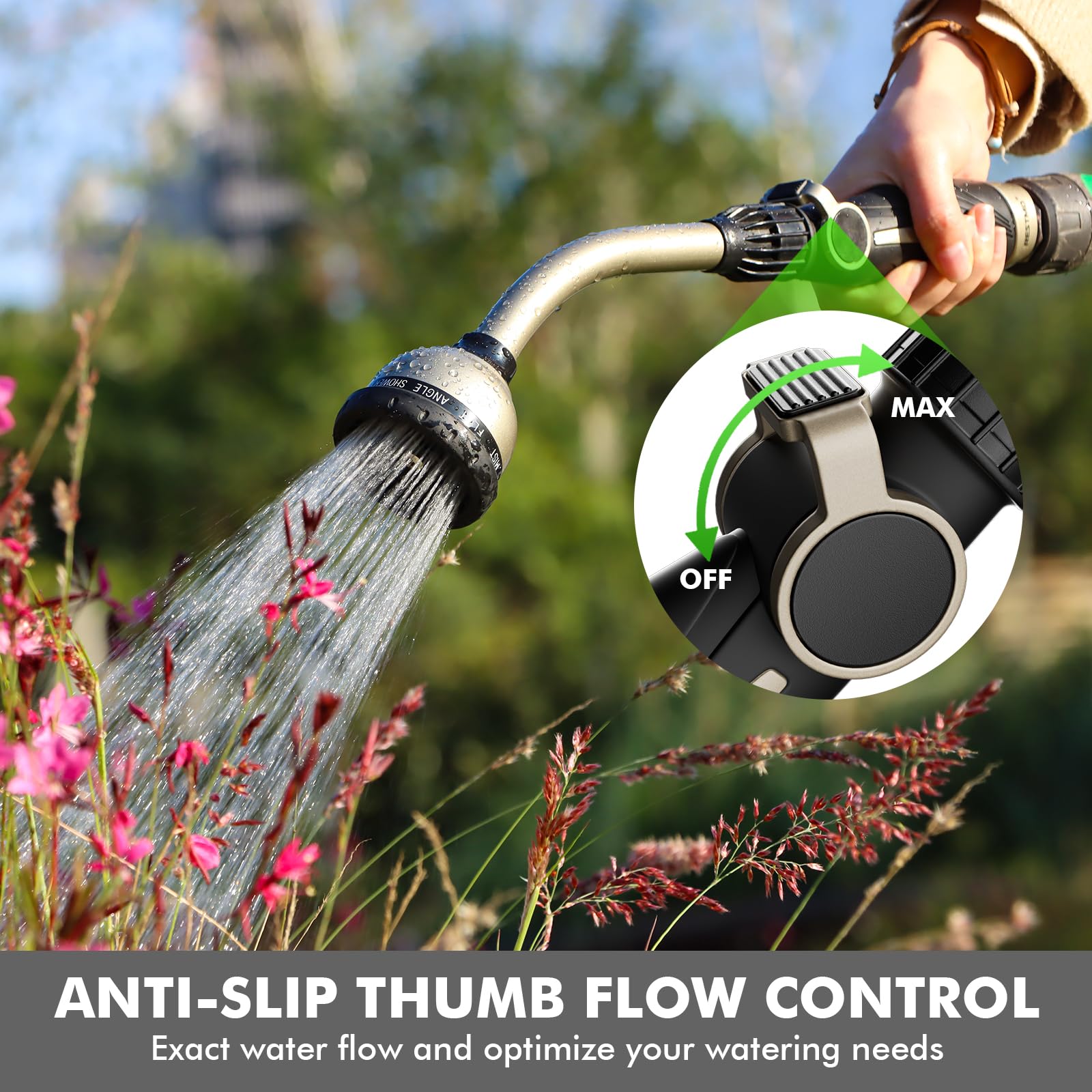 RESTMO Watering Wand Heavy Duty, 15-Inch Long Hose Nozzle Sprayer