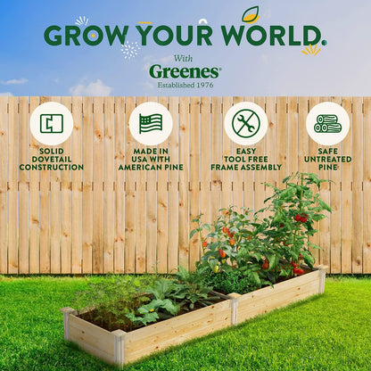 Greenes Fence Original Pine Raised Garden Bed, 2' x 8' x 10.5" - Made in USA with American Pine