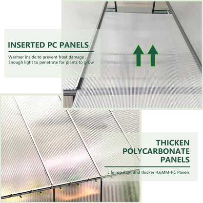 Green House for Outside, Greenhouse for Outdoor, Backyard Green House, Walk-in Garden Greenhouse, Heavy Duty Polycarbonate Greenhouses 6x12