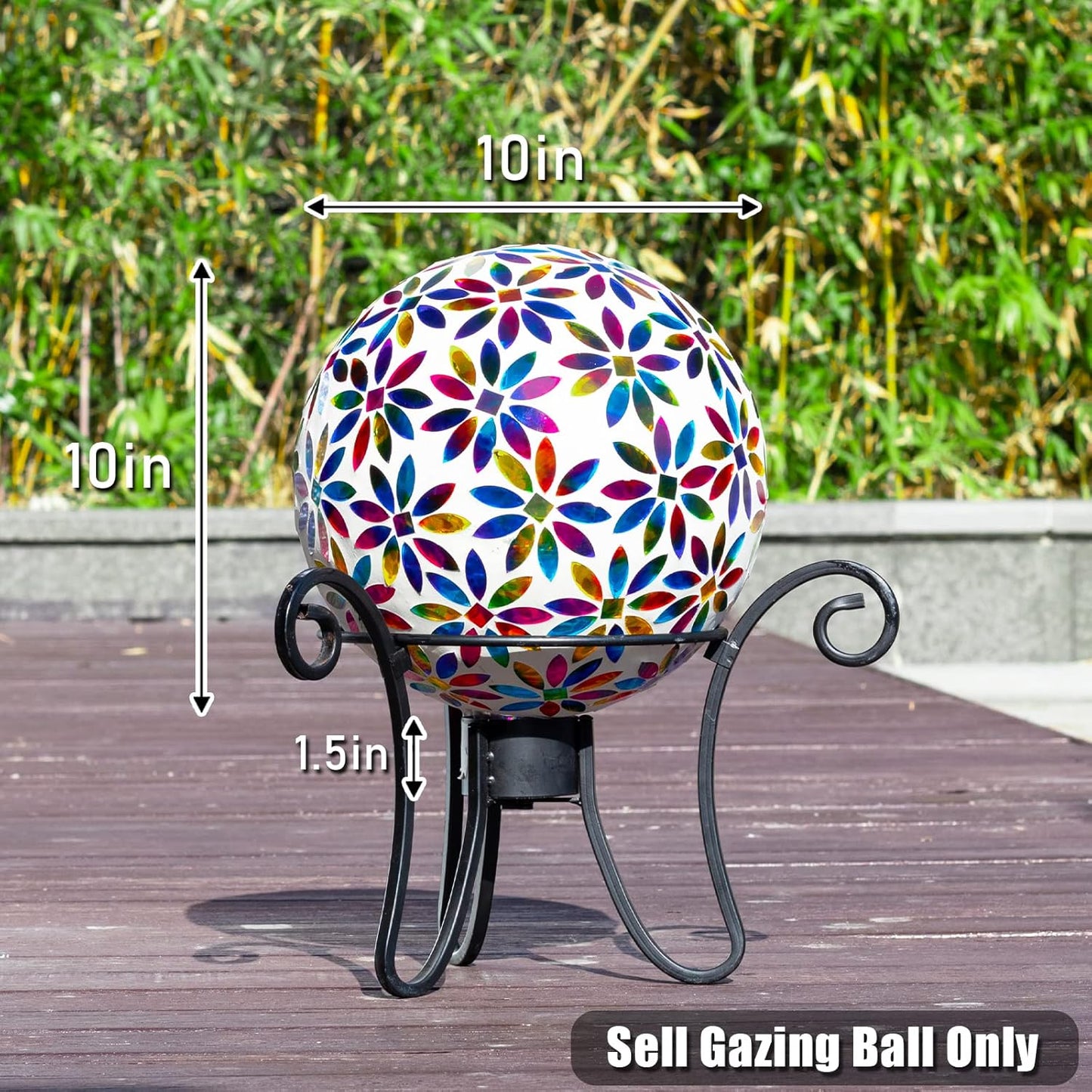 VCUTEKA Gazing Ball, Glass Mosaic Gazing Balls Sphere for Garden Lawn Outdoor Ornament Yard Decorative, 10-Inch, Multicolor