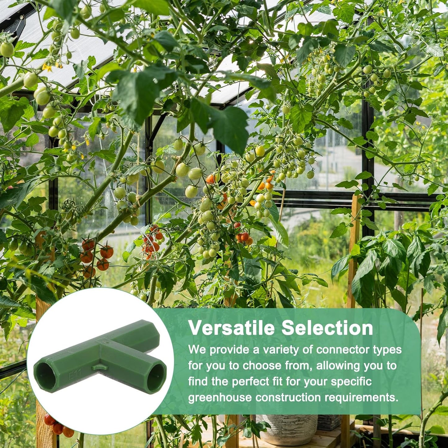 12 Pcs 11mm Greenhouse Frame Building Connectors, 3 Way Flat Pipe Fitting for Grape Trellis/Sunscreen Shed/Gardening Plant Stakes, Greenhouse Accessories [Green]