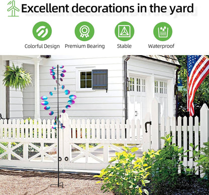 Decoroca 360° Outdoor Wind Sculpture, 90in Kinetic Wind Spinner with Metal Stake, Large Yard Art Decor for Patio, Lawn & Garden(90" H x 24" W)