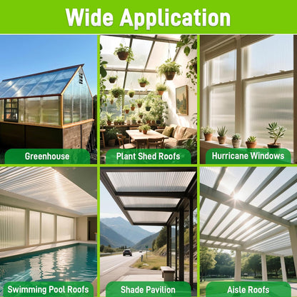 8PCS Polycarbonate Greenhouse Panels, 6' x 4' x 0.16'' Twin-Wall Panels Polycarbonate Sheet, Clear Waterproof UV Protected Corrugated Plastic Roof Panels for Greenhouse Replacement