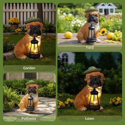 Garden Dog Statues Outdoor Decor, Solar Lights Outdoor Solar Lantern Statue Figurine Garden Decorations Solar Dog Ornaments for Patio, Lawn, Yard Art Decoration, Housewarming Gifts
