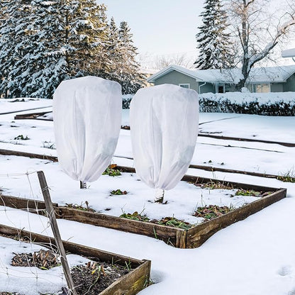 2-Pack Plant Covers Freeze Protection 42" x 45" 2.2 oz, Frost Cloth Plants Jacket Drawstring Tree Cover for Outdoor Plants, Shrub Potted Plants Winter
