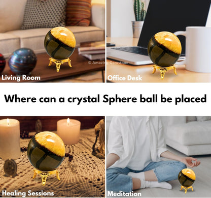 Amazing Gemstone Septarian Crystal Ball with Stand - 2 Inches Crystal Sphere Meditation Balls for Witchcraft and Decorative Balls