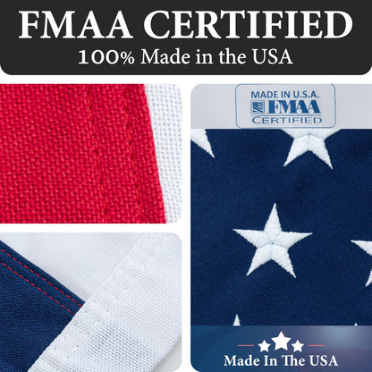 American Flags for Outside 6X10-100% MADE IN THE USA - Indestructible Heavy Duty Spun Polyester US Flag flags 6X10 outdoor-United States Flags Sewn Stripes and Embroidered Stars - FMAA Certified