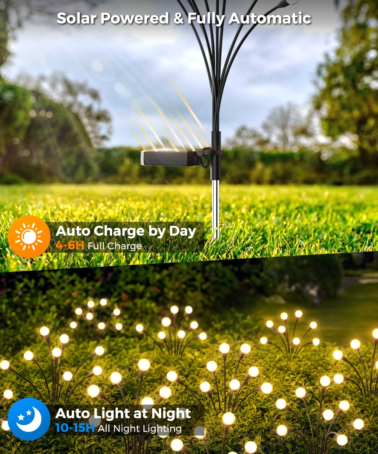 Cnuoky 6 Pack Solar Garden Lights 48 LED, Solar Lights Outdoor Waterproof IP65, Decorative Garden