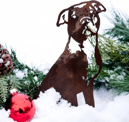 Corten Steel American Pit Bull Terrier Dog Silhouette Yard Stake (Small)