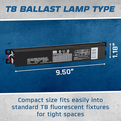 OHLECTRIC Replacement for Keystone KTEB-232-UV-IS-H-P 2 Lamp T8 Electronic Fluorescent Ballast with High Light Output | 120-277V Input with Instant Start Operation | 1.18 Ballast Factor, UL-Approved