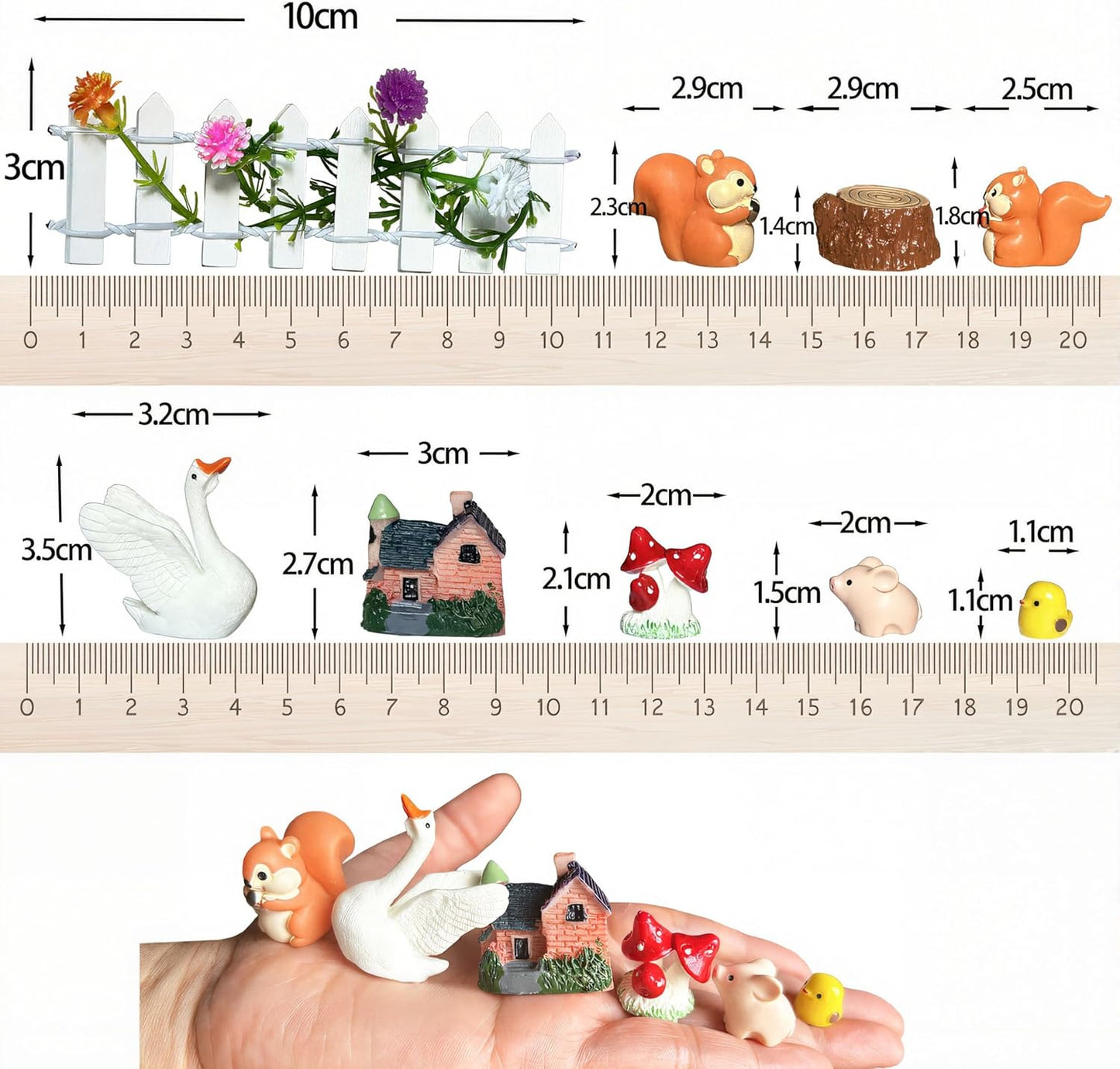 Mini Fairy Garden Accessories 103 PCS Mini Resin Animals for Terrarium Decor Bulk Miniature Garden Accessories for Potted Landscape and Dollhouse Fairy Garden Kit for Outdoor Decor