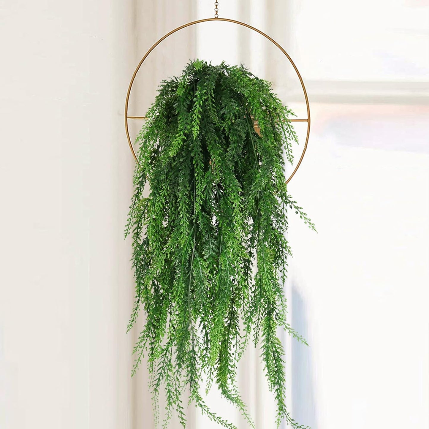 RECUTMS 31.5”Artificial Hanging Plants Christmas Fake Ivy Leaves Decoration Fern Vine for Indoors Outdoors, Faux Foliage Greenery Decor Living Room Balcony Garden 4 pcs (Green)