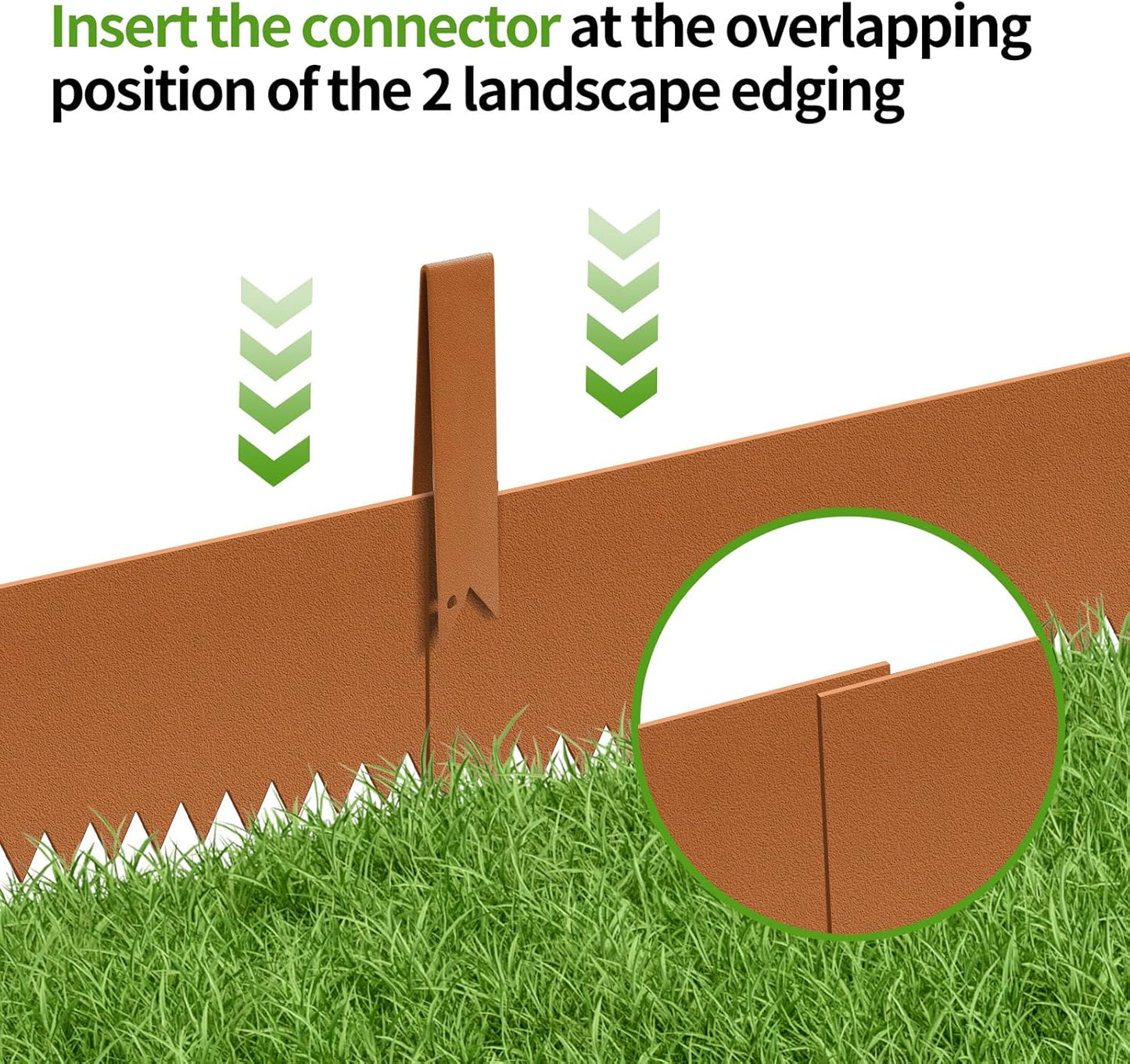 Steel Landscape Edging 6-Pack 40" L x 6" H Strips Steel Garden Bed Metal Borders Hammer-in 40 Gauge Edging Border with 6 Clips Bendable Metal Edge for Garden Yard Park Lawn(Brown, 20Ft)