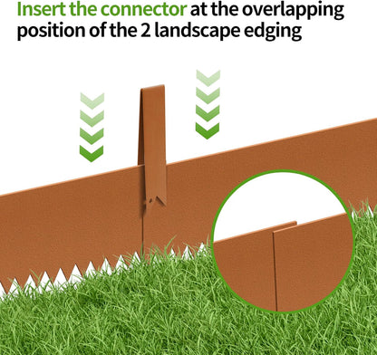Steel Landscape Edging 6-Pack 40" L x 6" H Strips Steel Garden Bed Metal Borders Hammer-in 40 Gauge Edging Border with 6 Clips Bendable Metal Edge for Garden Yard Park Lawn(Brown, 20Ft)