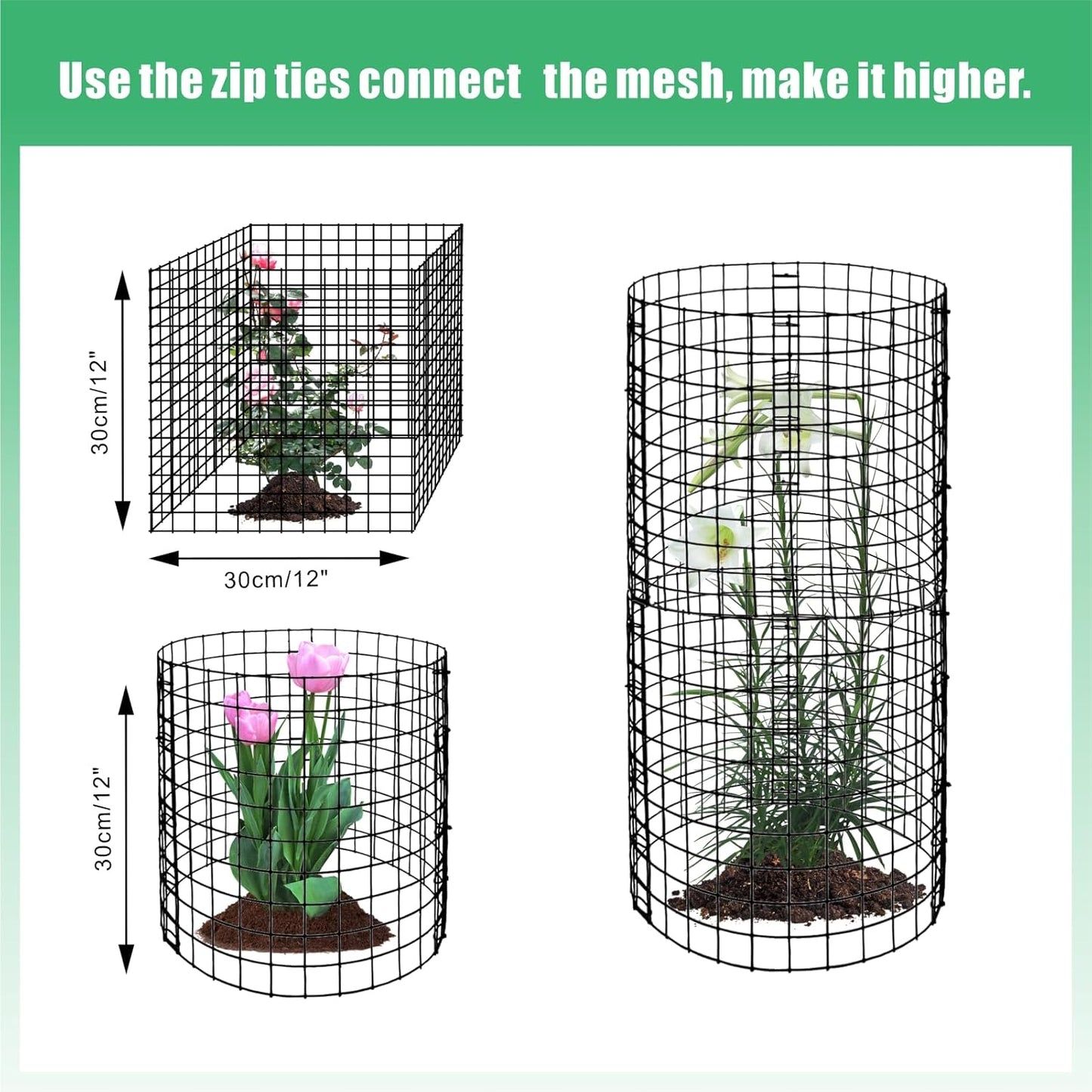 10 Pack Round Plant Protector from Animals, 30 Pcs 12 x 12 Metal Mesh to Keep Animals Out Wire Plant Protectors for Rabbits Chicken Duck Bunny Barricades for Garden Vegetable Flowers Protection