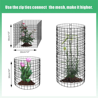 10 Pack Round Plant Protector from Animals, 30 Pcs 12 x 12 Metal Mesh to Keep Animals Out Wire Plant Protectors for Rabbits Chicken Duck Bunny Barricades for Garden Vegetable Flowers Protection