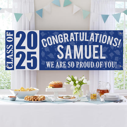 Let's Make Memories Personalized Graduation Banner Class of 2025 - Graduation Party Decorations - Congratulations Banner - Indoor/Outdoor Vinyl - Best in Class - Blue - 10 ft.