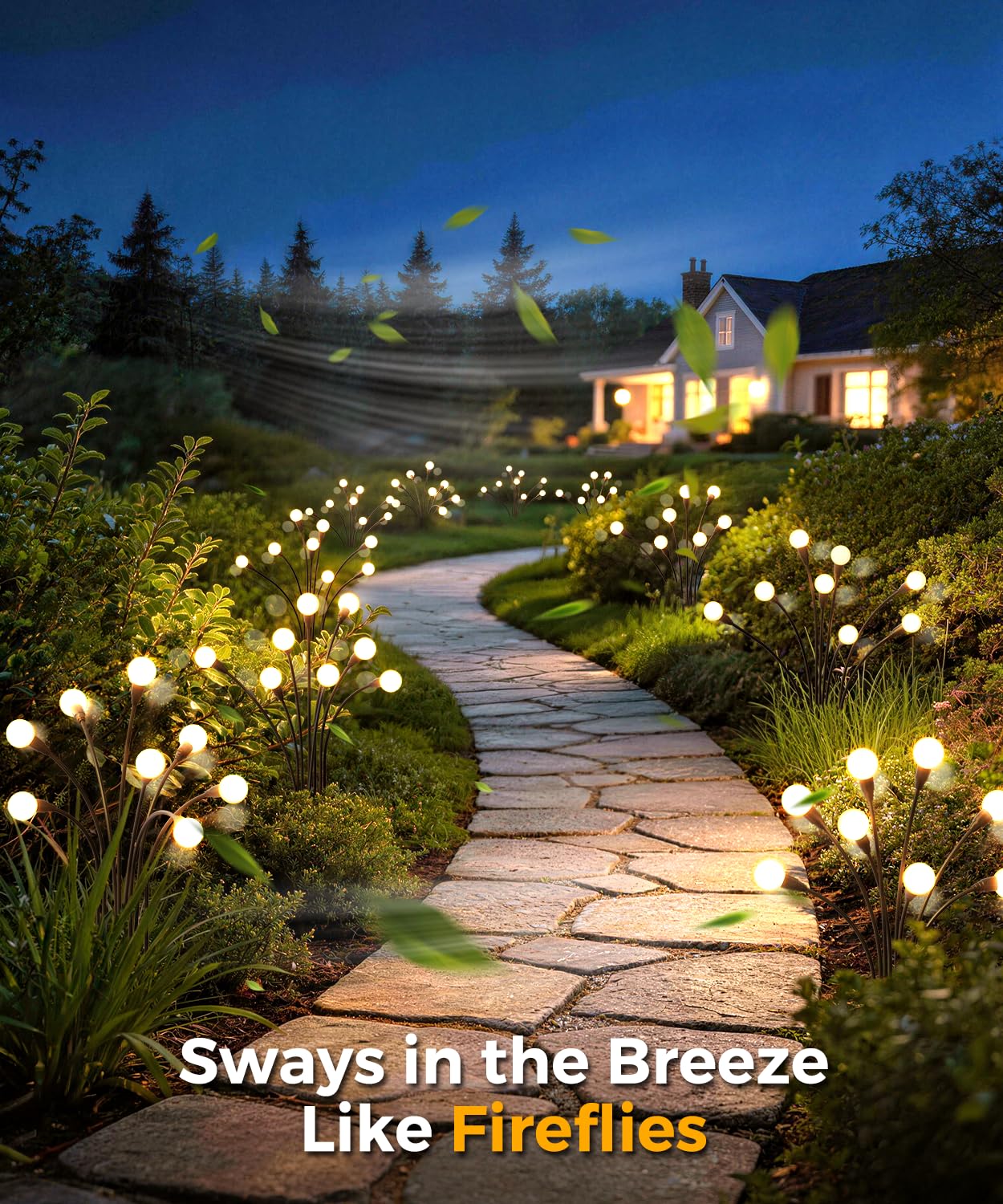 Cnuoky 6 Pack Solar Garden Lights 48 LED, Solar Lights Outdoor Waterproof IP65, Decorative Garden
