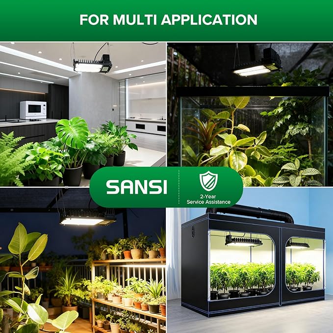 SANSI Grow Lights for Indoor Plants Full Spectrum, 100W(750W Equiv) Plant Light with Optical Lens for High PPFD, 4-Level Dimmable Panel Grow Light with Remote Control for Grow Tent Seeding Growing