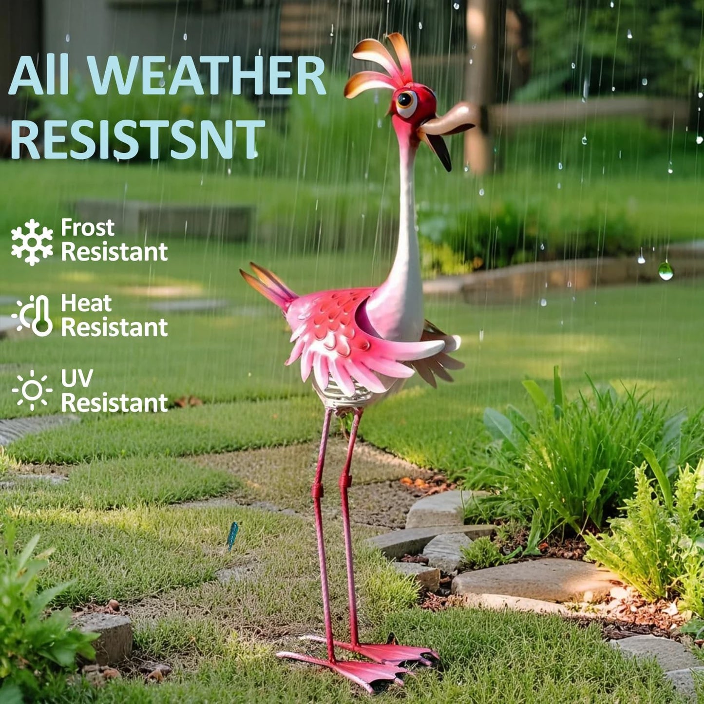 Natelf Flamingo Metal Yard Art Garden Sculpture Flamingo Outdoor Decorations Large Garden Statues for Yard Patio, Porch, Home for Women, Mom, Grandma