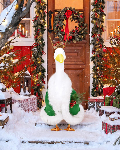 Christmas Porch Goose Outfits - Green Cape Custome Set for 23 inch Porch Goose, Christmas and Winter Outdoor Decor for Lawn, Yard & Garden