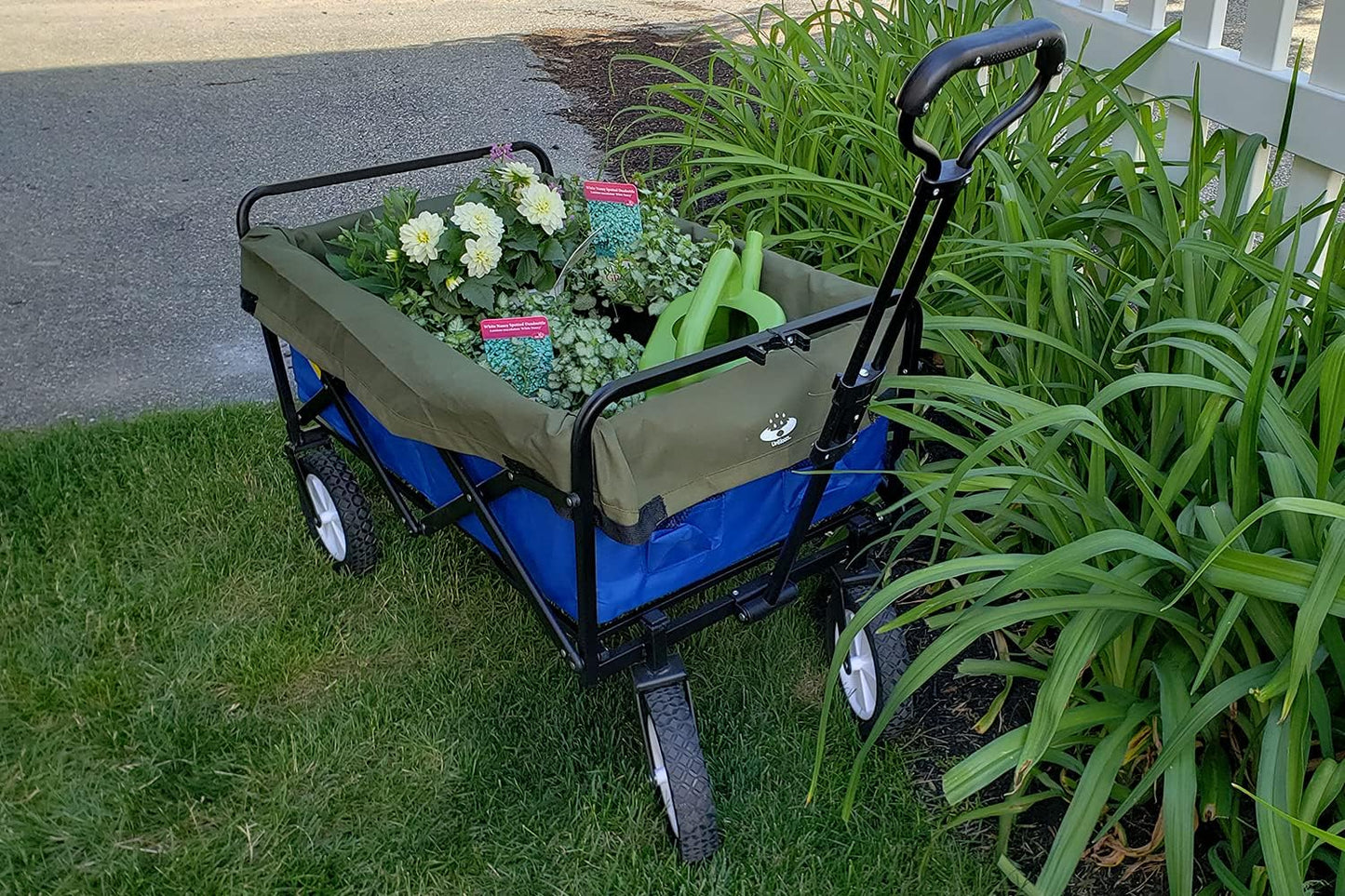 UpBloom - Wagon Liner & Cover Patent Pending - Heavy Duty Water Resistant Repellent Distressed Fabric with Easy Unloading Handles - Fits Most Utility Carts/Collapsible Wheelbarrow Styles (Large)