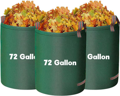 Reusable Yard Waste Bags - 3 Pack, 72 Gallon Lawn Bags with Reinforced Handles, Ideal for Grass, Leaves, and Yard Waste - Durable and Garden Waste Bags, Collapsible Lawn Leaf Bag, Leaf Bag Stand Up.