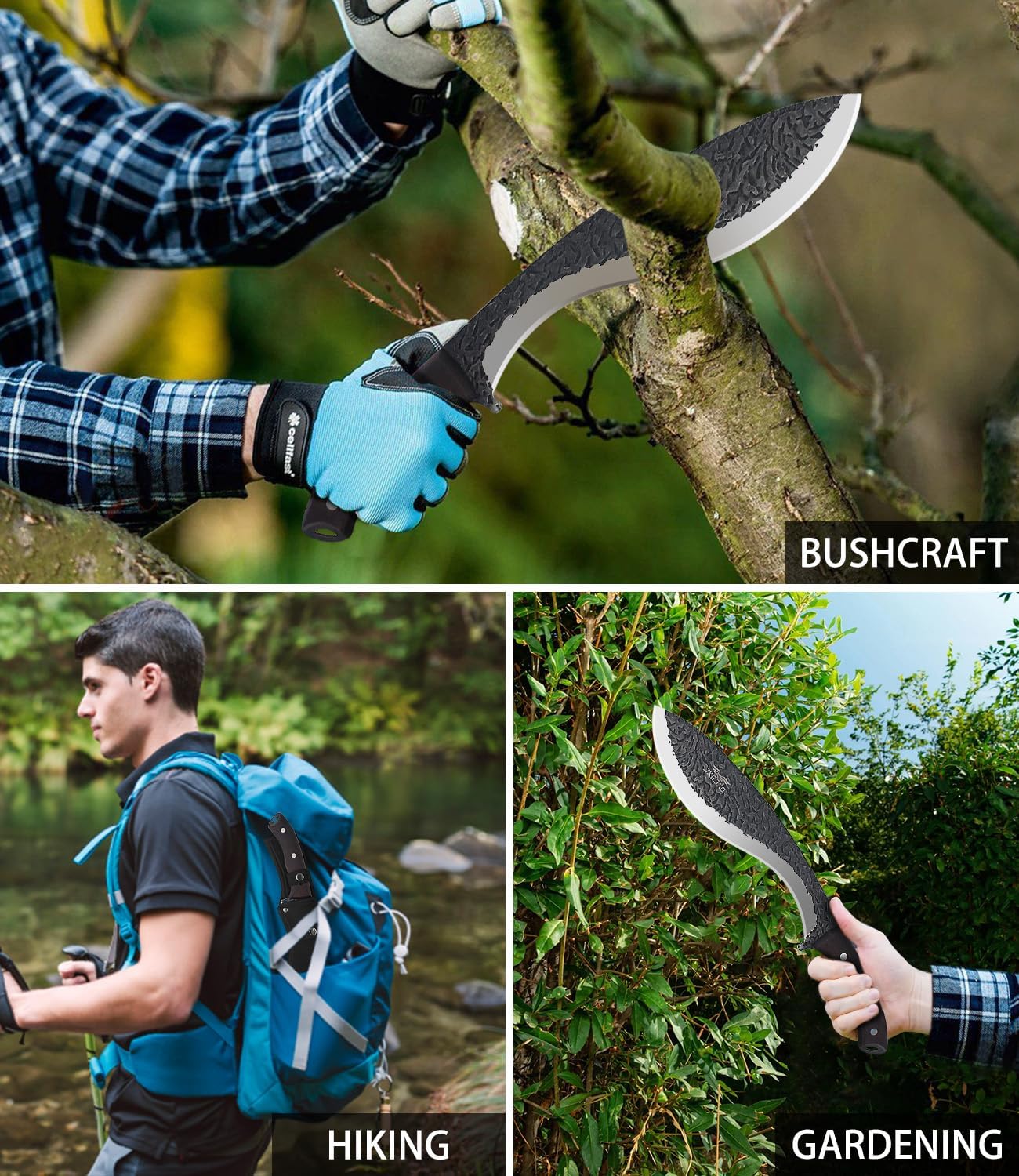 JXE JXO Machete, 14.5" Full Tang Machete for Cutting Trees Heavy Duty, 3Cr13 Steel with Nylon Sheath for Yard Work, Bushcraft and Outdoor