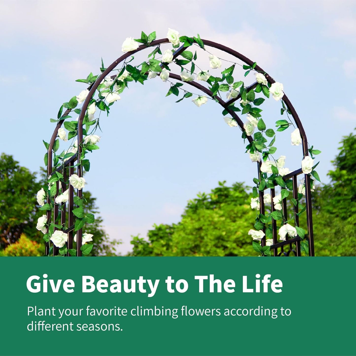 Metal Pergola Arbor, 100" H x 45" W Garden Arch Archway for Wedding Ceremony Party Curved Iron Plants Trellis Stand Use for Outdoor Garden Climbing Plants