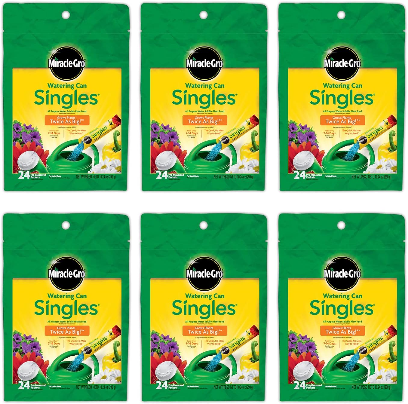 Miracle-Gro Watering Can Singles Includes 24 Pre Measured Packets (6 Pack)