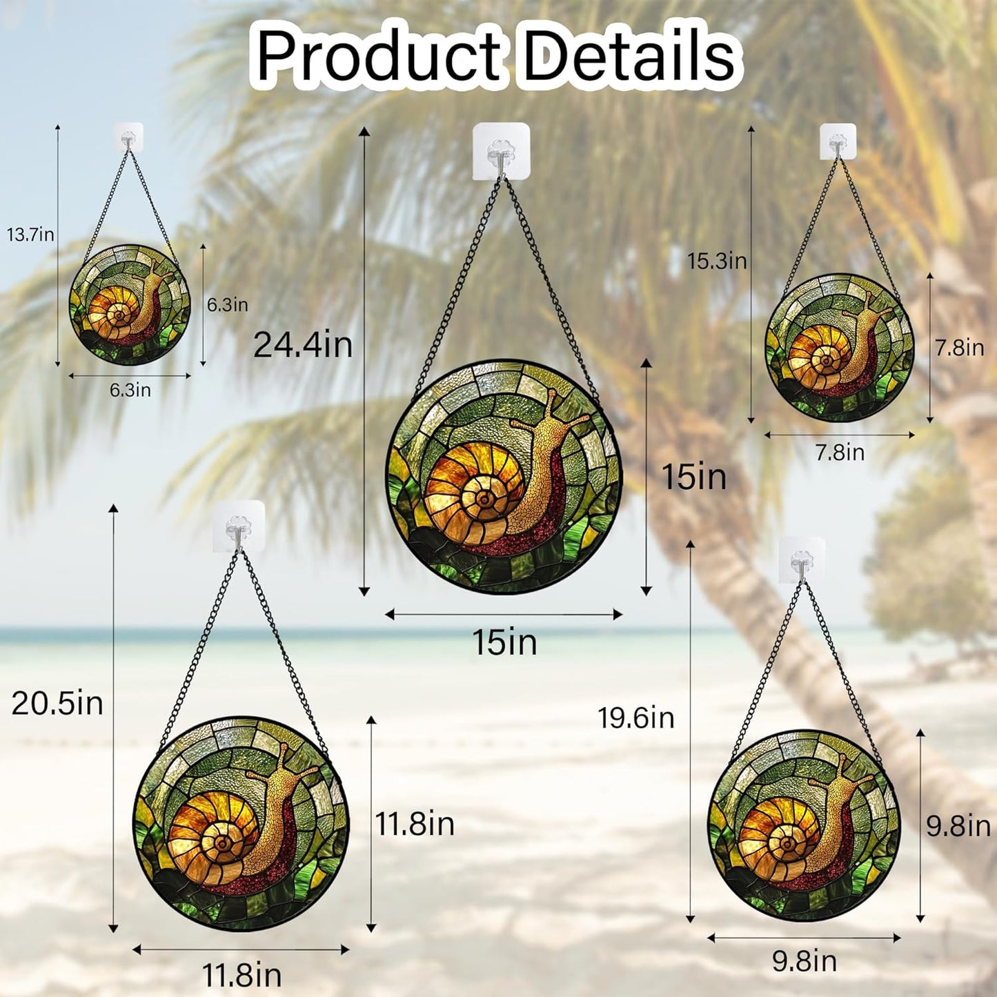 Stained Glass Window Hanging, Green Orange Snail Sun Catcher for Door Home Decor Suncatcher Christmas Mother's Day Birthday Gifts for Women Men Mom and Nana 7.8 in