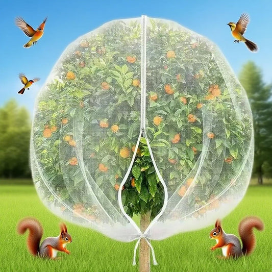 2packs 5.9ft x 5.9ft Garden Fruit Tree Protection Netting with Drawstring & Zipper, Large Blueberry Bushes Net Covers Bags, Orange,Apple,Pear,PeachTrees &Tomato Plants Fine Mesh Bird Netting