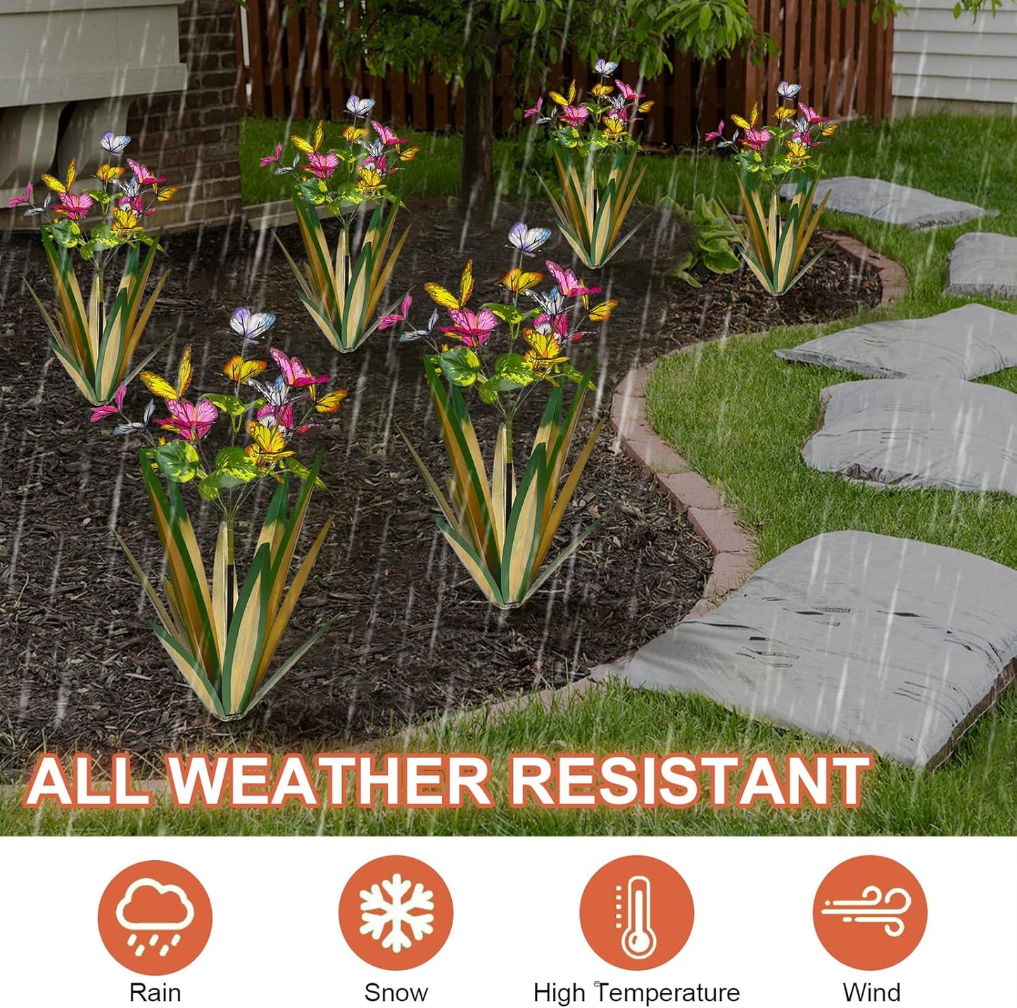 TOMBABY Garden Outdoor Butterfly Enlarge Thickened Wind Resistant Metal Agave Garden Art Metal Plant Country Sculpture Statue Decorations Ornaments Artificial Waterproof Butterflies(Light Green 2pcs)