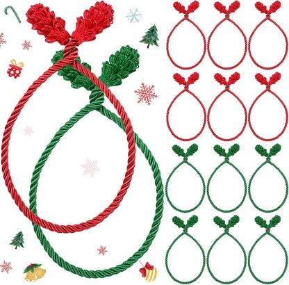 Shappy 12 Pieces Christmas Garland Banister Ties Christmas Decorative Reusable and Flexible Twist Ties for Garland, Banister Home Decoration (Red,Green)