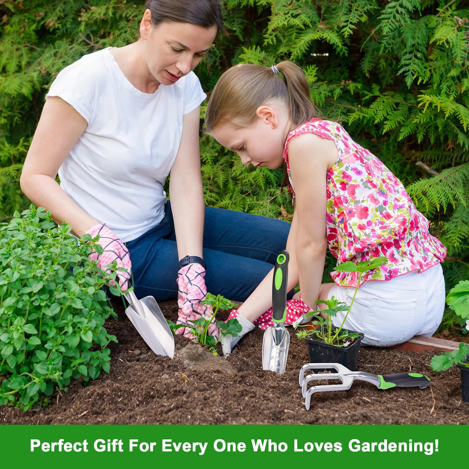 Garden Tools Set, 3 Pack Heavy Duty Gardening Tools Set Include Garden Shovel, Transplant Trowel