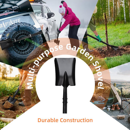 Small Square Shovel for Digging with Metal Handle, 43.3 Inch Heavy Duty Small Shovel, Trench Shovels Ideal for Digging Gardening Trenching Camping Planting Transferring, Black