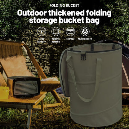 Pop up Camping Trash can with lid,Collapsible 24 Gallons Trash can with Sorting Clips,Garden Garbage Bag with Lid,Lawn and Leaf Bags - Reusable Yard Waste Bags (Green)