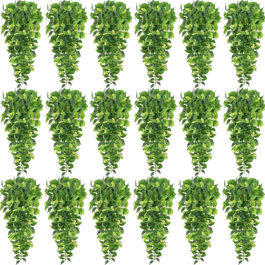 Hoteam 18 Pcs Artificial Hanging Plants 32 Inch Fake Ivy Vines with Fake Leaves Patio Artificial