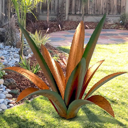 DIY Metal Agave Plant Art Yard Tequila Art Sculpture, Tequila Rustic Garden Sculpture Statue Outdoor Decor,Agave Metal Plants for Yard, Garden Lawn Ornaments (12 Leaves -Green)
